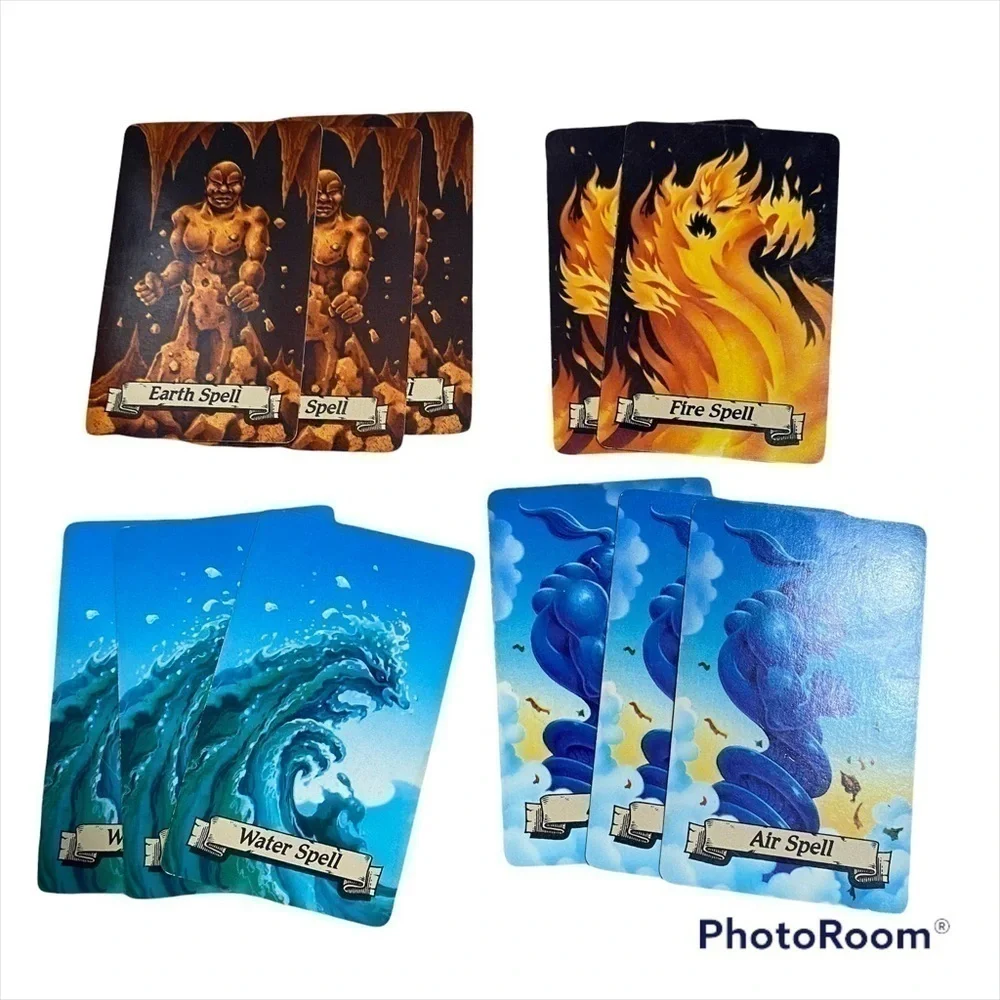 Hero Quest 11 Spell Cards Fire Water Earth Air Vintage 1990 Game Piece